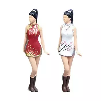 1/64 Диорама Фигурки Реалистичные Персонажи Из Смолы Миниатюрная Дама в Ципао для красный