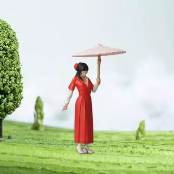 1/64 Древние обычаи Девушка Фигурка Раскрашенная вручную Поза Сцена Смоляная Миниатюрная Миниатюрная Кукла для Песочного Стола DIY красный