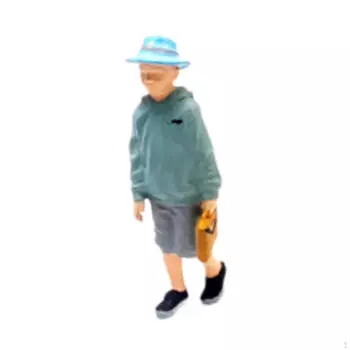 1/64 Фигурка Модель Маленький Рыбак Шляпа Мальчик Пейзаж Декор Творческий Микро Сцена Фотография жёлтый