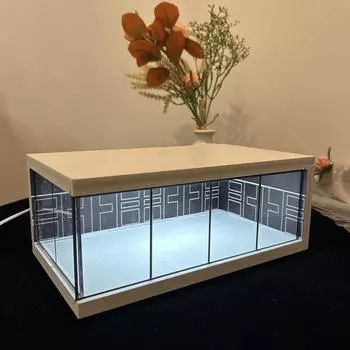 1:64 Garage Display Case Protective Lighted Collectible Showcase Vehicle Scene Toy for чёрный