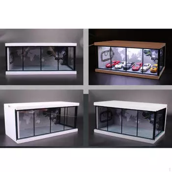 1:64 коллекционных витрины для парковки со встроенным светодиодным литым защитным кожухом для автомобиля для куклы track map