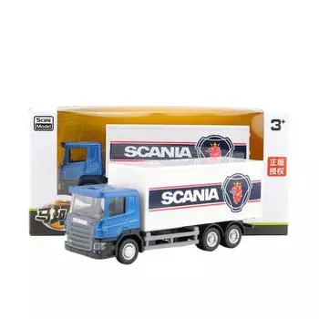 1/64 масштаб RMZ City Diecast Vehicle игрушечная модель автомобиля Scania Container Truck Engineering Cargo Transport образовательная коллекция подарок синий