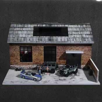 1:64 Модель автомобиля Парковка Завод Освещение Сцена Декоративная Защита Легкая Сборка Литье Под Давлением