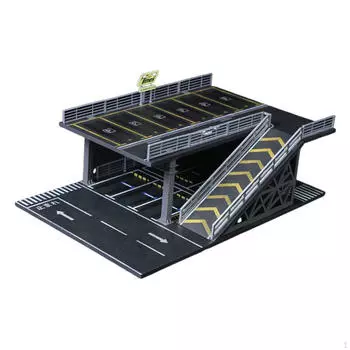 1/64 Parking Lot Diorama Miniature Scene Model Photo Prop Collectible Gift Decorative Showcase Style A