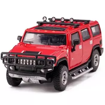 1:64 Red Hummer H2 2005 SUV Внедорожник 4x4 Модель Metal Car BN