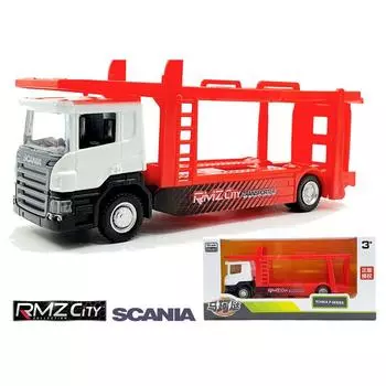 1/64 Scania Truck Car Car Carrier Trailer Transporter Белый цвет 1/64-Size:15*6.3*4cm красный