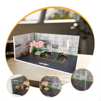 1/64 Сцена на парковке, литая под давлением автомобильная витрина из ПВХ высокой плотности, мини-модель автомобиля, гараж для No Dust Cover