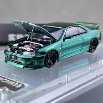 1:64 Зеленый карбон Skyline GTR R33 гоночная спортивная модель литой металлический автомобиль FH