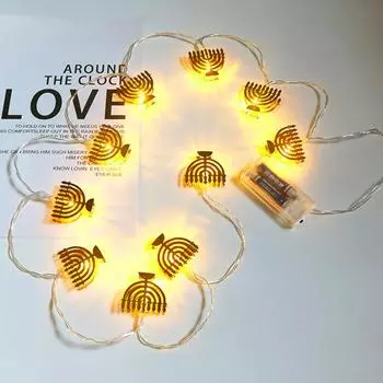 1,65 м Ид Мубарак Декоративная гирлянда для ламп Ханука Ханука Подсвечник Пентаграмма Светодиодная лампа Рамадан Фестиваль Украшения для вечеринок