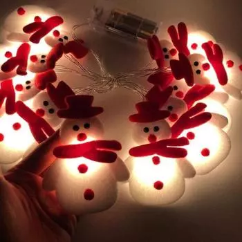 1.65m/ 3m LED Christmas Snowman String Lights Hristmas Tree Decoration Plush Snowman Lamp Indoor Living Room Party String Lamps 1.65 m-10light