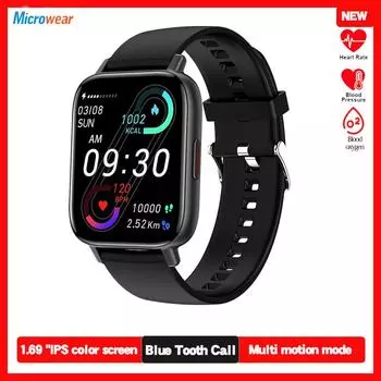 1,69-дюймовый Bluetooth-звонок, умные часы, монитор артериального давления и кислорода, Diy-циферблаты, трекер сердечного ритма, умные часы для женщин и мужчин Pk P8