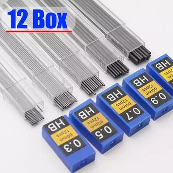 1/6/12 шт. 0,3 0,5 0,7 0,9 1,3 2,0 мм HB сменные стержни для механического карандаша для письма, рисования, автоматических карандашей