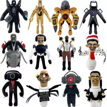 1/6/12 шт. Skibidi туалет плюшевая игрушка Титан ТВ человек босс туалет мультяшные куклы мягкая кукла Рождественский подарок на день рождения для детей