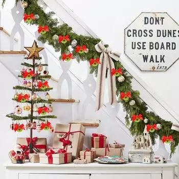 1/6/12 шт. зеленые пушистые рождественские шары, плюшевые эльфийские шары с красными бантами, мягкие искусственные 1pc