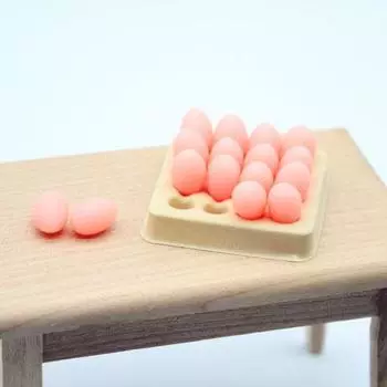 1/6 1/12 аксессуар для кукольного домика миниатюрный поднос для яиц с набором моделей из 16 яиц реалистичный микропейзажный орнамент для домашнего декора реквизит для фото розовый