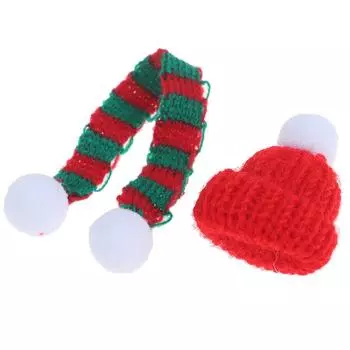 1/6 1/12 кукольный домик, миниатюрная рождественская шапка + шарф, аксессуары для кукольного домика, декор