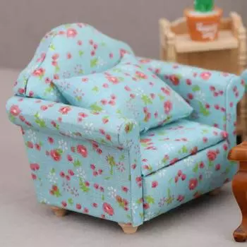 1/6 1/12 Кукольный домик Мебель Модель дивана с подушкой Фигурка дивана Королевский стиль Хорошая детализация Микромасштабная сцена Фото Реквизит Кукольный домик Миниатюрный кукольный домик Single