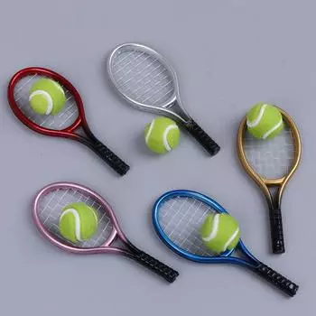 1:6 1:12 Миниатюрных кукольных домиков 1 шт. Теннисная ракетка + 1 шт. Мяч Аксессуары для кукол