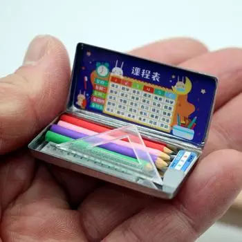 1:6/1:12 миниатюрных кукольных канцелярских пеналов для канцелярских принадлежностей, органайзеров, канцелярских принадлежностей, моделей, аксессуаров для детских игрушек 40x20x7mm