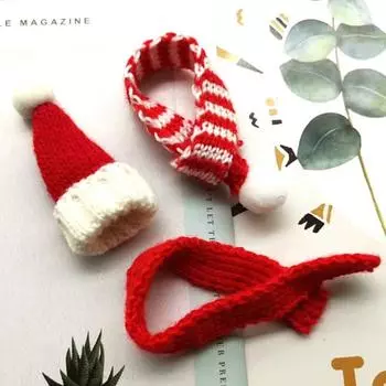 1:6 1:12 Миниатюрный кукольный домик Рождественская шапка шарф кукольный домик аксессуары рождественский подарок as the picture