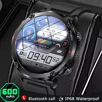 1,6 400*400 HD Большой экран Водонепроницаемые Смарт-часы Для Мужчин 600 мАч Большая Батарея Фитнес-Трекер Bluetooth Звонок Для Мужчин Смарт-часы