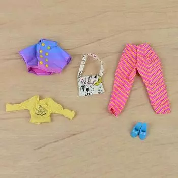 1/6 Аксессуары для кукол Радужный костюм Комплект Сумка Пальто Рубашки Брюки Обувь Комплект одежды для куклы Барби Дом Игрушки для девочки разноцветный