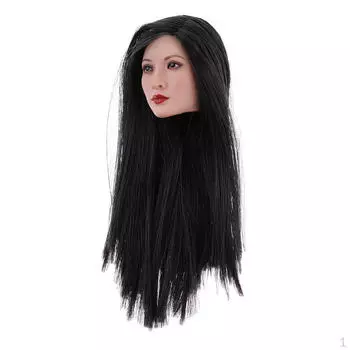 1/6 азиатская женщина-солдатская голова, скульптура, длинные черные волосы для фигурок 12 дюймов