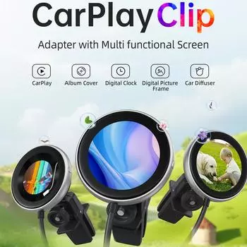 1,6-дюймовый беспроводной Carplay Clip Двухъядерный 1,0 ГГц ARM Cortex A7 Автомобильные цифровые часы Фоторамка Wifi Bluetooth Carplay Clip чёрный