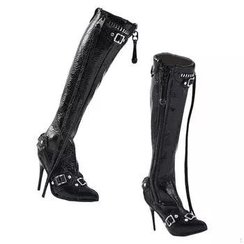 1/6 Фигурки Высокие сапоги Шарнирные кукольные туфли Коллекции Взрослые Подарки Костюм 12 дюймов чёрный