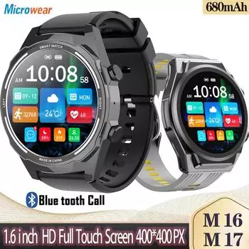1,6-дюймовый сенсорный экран 400*400 Blue Tooth Call Reminder Smart Watch Heart Rate Test Sports Fitness Водонепроницаемые женские умные часы для мужчин M17