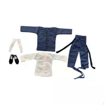 1:6 комплектов костюмов кунг-фу с длинным рукавом, униформа, повседневный ретро-костюм для косплея, пальто и брюки для