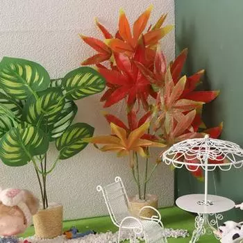 1:6 красивых высоконасыщенных пластиковых миниатюрных растений, мини-зеленая модель, украшение для кукольного дома своими руками для развлечений B