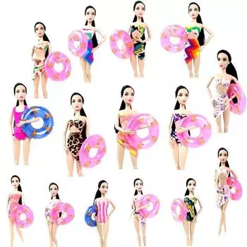 1/6 красочный бюстгальтер-бикини для куклы Барби, одежда для плавания, спасательный круг, купальник для кукольного домика Барби, аксессуары для кукол, детская игрушка bikini and buoy белый