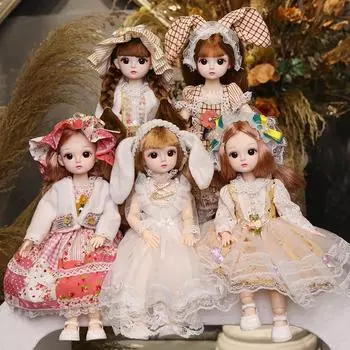 1/6 куклы BJD 30 см аниме Kawaii кукла 20 суставов подвижное тело с юбкой шляпа головной убор подарок для девочек платье игрушка «сделай сам»