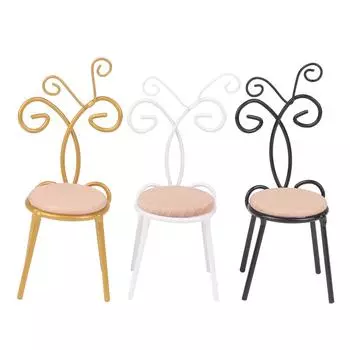 1:6 кукольных миниатюрных железных художественных стульев со спинкой, сиденьем, мини-табуретом, офисным стулом, барным стулом, модель гостиной, кухни, детские игрушки золотой