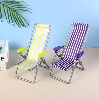 1/6 кукольный домик Мини складной пляжный стул модель кукольный домик на открытом воздухе повседневный откидывающийся стул кукольный дом мебель украшения фиолетовый