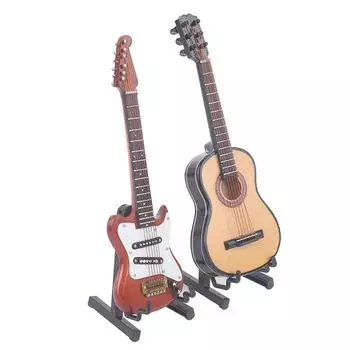 1/6 кукольный домик миниатюрная деревянная электрогитара с подставкой модель инструмента игрушка красный