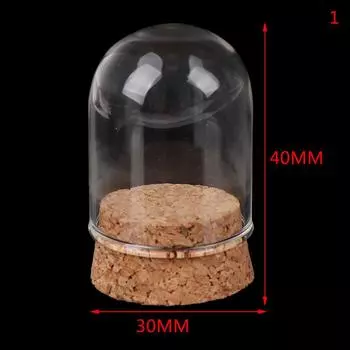 1/6 кукольный стеклянный купольный дисплей, деревянная пробковая банка-колокольчик с деревянным основанием, декоративная поделка 1(30*50mm)