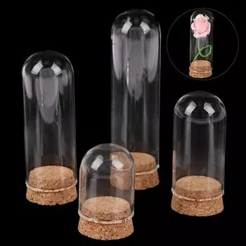 1/6 кукольный стеклянный купольный дисплей, деревянная пробковая банка-колокольчик с деревянным основанием, декоративная поделка 2(30*60mm)