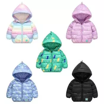 1-6 лет Детская теплая куртка с капюшоном на молнии 80