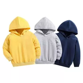 1-6 лет Детский однотонный пуловер с капюшоном и длинными рукавами Пальто 4-5Y синий