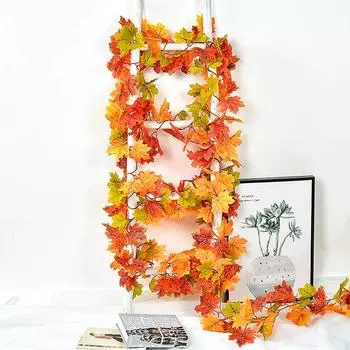 1,6 м домашняя лоза с кленовым листом, подвесная осенняя гирлянда, искусственный декор для вечеринки, свадьбы