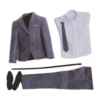 1/6 Масштаб Мужская Кукольная Фигурка Одежда, Миниатюрный Комплект Одежды Полный Костюм Светло-Серый для 12