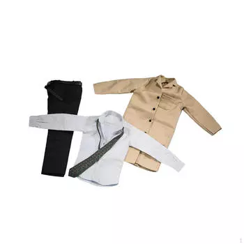 1/6 Мужская фигурка Одежда Фигурки Одежда, Тренчкот Брюки, Рубашка, Стильный костюм для 12 дюймов хаки