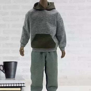 1/6 Мужские фигурки с капюшоном Одежда Джинсы Модель Косплей Ролевые игры Игрушка Фигурка Костюм темно-серого