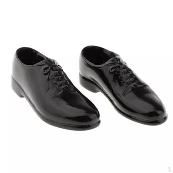 1/6 Мужские туфли из черной искусственной кожи для куклы-фигурки - черные, высокие Round Head