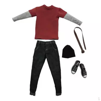 1/6 Одежда, футболка и джинсы, комплект обуви с кепкой и ремнем для фигурки 12 дюймов