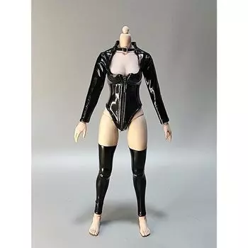 1/6 одежда сексуальная 1/6 одежда женская Женский Локомотив Агент ПУ взрывозащищенный кожаный комбинезон Байкерский костюм сексуальный обтягивающий цельный кожаный костюм (тело,