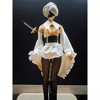 1/6 одежда сексуальная 1/6 одежда женщина Костюм горничной, боевой костюм горничной, милый костюм, домашняя одежда, милый, сексуальный (тело, голова, обувь не включены) черный