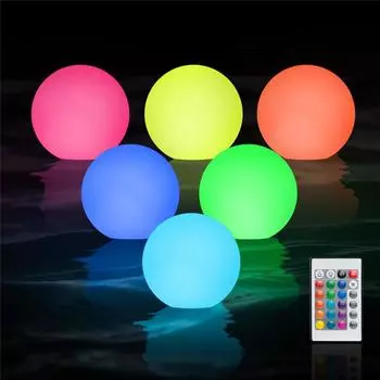 1/6 Pack Swimming Pool Floating Lights IP68 Waterproof LED Spherical Pool Light Luminous Ball Outdoor Garden Party Wedding Decor 8cm-Battery